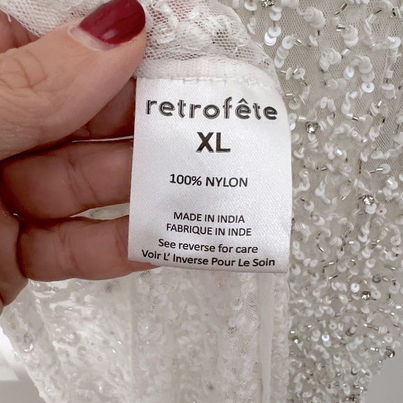 Retrofete Heidi Handmade Sequin Sheer Maxi Dress White NEW with tags - Picture 9 of 11